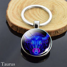 Load image into Gallery viewer, 12 Zodiac Sign Keychain Sphere Ball Crystal Key Rings Scorpio Leo Aries Constellation Birthday Gift for Women and Mens