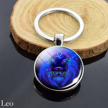 Load image into Gallery viewer, 12 Zodiac Sign Keychain Sphere Ball Crystal Key Rings Scorpio Leo Aries Constellation Birthday Gift for Women and Mens