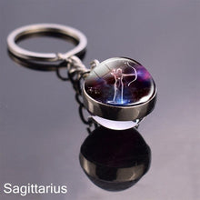 Load image into Gallery viewer, 12 Zodiac Sign Keychain Sphere Ball Crystal Key Rings Scorpio Leo Aries Constellation Birthday Gift for Women and Mens