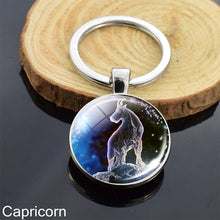Load image into Gallery viewer, 12 Zodiac Sign Keychain Sphere Ball Crystal Key Rings Scorpio Leo Aries Constellation Birthday Gift for Women and Mens