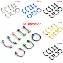 Load image into Gallery viewer, 8pcs/lot Stainless Steel  Fashion 16G Titanium Anodized Body Jewelry Helix Piercing Ear Eyebrow Nose Lip Captive Rings