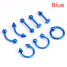 Load image into Gallery viewer, 8pcs/lot Stainless Steel  Fashion 16G Titanium Anodized Body Jewelry Helix Piercing Ear Eyebrow Nose Lip Captive Rings