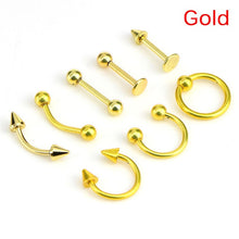 Load image into Gallery viewer, 8pcs/lot Stainless Steel  Fashion 16G Titanium Anodized Body Jewelry Helix Piercing Ear Eyebrow Nose Lip Captive Rings