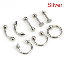 Load image into Gallery viewer, 8pcs/lot Stainless Steel  Fashion 16G Titanium Anodized Body Jewelry Helix Piercing Ear Eyebrow Nose Lip Captive Rings