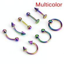 Load image into Gallery viewer, 8pcs/lot Stainless Steel  Fashion 16G Titanium Anodized Body Jewelry Helix Piercing Ear Eyebrow Nose Lip Captive Rings